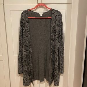 J.Jill Gray paisley open Cardigan - Size Large